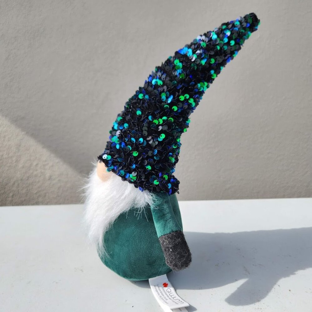 Sequined Hat Gnome Green Weighted Plush Stuffed Animal Plushie New FAST SHIPPING
